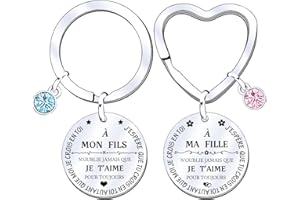 JRZDFXS Cadeau Fils Fille Porte Clés Femme Homme Cadeau D'anniversaire Garçon Fille Enfant Je T'aime Mon Fils Ma Fille Fils fille cadeau de Noël