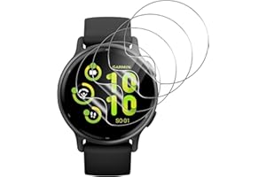 Aerku Verre Trempé Compatible avec Garmin Vivoactive 5, 3H HD Ultra, Sans Bulles Résistant Protection écran [4 Pièces], Haut Définition Flexible TPU Film Protecteur d'écran [Transparent]