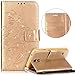 Produktbild kompatibel mit Galaxy S5 Mini Hülle,Handyhülle Galaxy S5 Mini Lederhülle Blume Schmetterling Glitzer Strass Diamant PU Leder Flip Hülle Brieftasche Schutzhülle für Galaxy S5 Mini,Gold