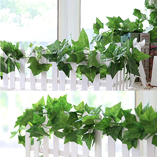 GEEDIAR 2 x Kunstpflanzen künstliche Girlande Efeurebe Blätter