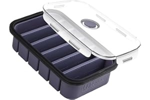 webake Pojemnik do zamrażania zupy, pojemnik do zamrażania z pokrywką, 1 sztuka, 6 otworów, pojemnik na żywność, forma do lodu, do zupy, lodu, bulionu, sosu lub masła