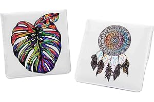 Reccisokz Bolsas de Ceniza 2 de Bolsillo Blancas - PVC Resistente al Fuego - Sin olores - Compacto portátil - Pez Arco Iris de diseño Exclusivo y Gato psicodélico (Hojas de colores)