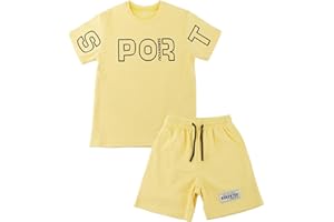 SERENYOU Boys 2 Piece T Shirts and Shorts Summer Clothing Sets Sports Outfit Set Aged 5-13 Years