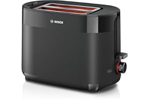 Bosch MyMoment Delight TAT2M123GB - Compact 2-Slice Toaster with Reheat/Defrost, Integrated Bun Warmer, Auto Shut-Off, High Lift and Crumb Tray, in Matte Black