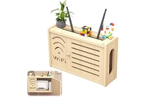 Gohytal Router Armadio in legno, Copertura per Radiatori WLAN Porta Router da Muro Nascondere Router Wi-Fi Scatola Galleggiante per Decorazione da Parete, Organizer per Cavi