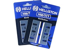 HELLISTON HM Fers/Lames de rabot 82mm pour Bosch, Makita; Ryobi, Carbure de tungstène, 82 x 29 x 3mm (2 jeux = 4 fers de rabot)