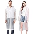 OZORI 2 pack Rain Poncho for Adults, Outdoors Rain Coats for Women Men, Reusable Clear Emergency Raincoats with Drawstring hat,Camping, Hiking, Travelling, Sporting Events(White) - One Size
