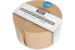 WoodPress® 50 mm Bois de Hêtre Véritable Bande de Chant en Placage Préencollé – Rouleau de 7,5 m – Application à Repasser Facile à Faire soi-même, Couvre Le Bord d'un Panneau MDF Standard