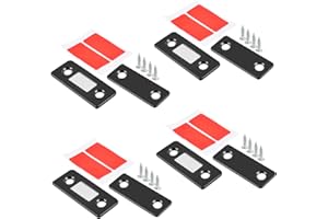 OCEUMAOA Calamita Per Porta,Chiusura Magnetica Per Ante, Magnete Porta, Magnete Con Viti Per Armadio Cassetti Armadi Chiavistelli Con Adesivi Nero 4 Pezzi