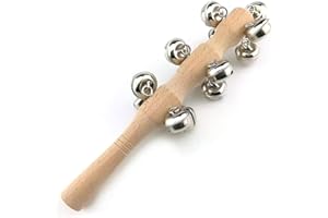 GUANGJIA Wooden Handheld Jingle Bells Musical Instrument Jingle Bells Bar Sleigh Stick Durable Jingle Stick Shaker Rattle Funny Hand for Percussion Instrument