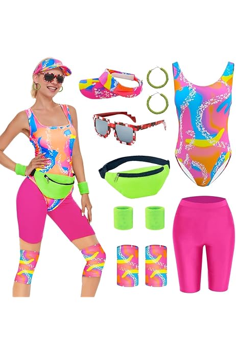 Déguisement Années 80/90 – Disco Hippie – Accessoires Fluo – Adulte Homme Femme – Halloween