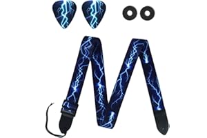 Czzmy Gitarrengurt, Verstellbarer Gitarren-Gurt Gitarrenband Guitar Strap mit Lederenden Plektrum Knöpfe Gitarrenhals Gurt für E-Gitarre Akustikgitarre Bass