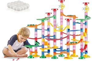 Lulizar Kids Marble Run 133p, Track Building Blocks Toy Set, Learning Toys, Interactive Construction Toys, With 103 Building Pieces, 30 Marbles, For Kids Boys Girls