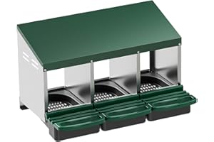 Fudajo Nido triplo per galline ovaiole con vassoio di raccolta 81 x 52 x 48 cm, 3 nidi per uova di gallina, con fori di ventilazione, in plastica, montaggio a parete