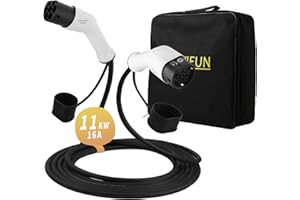 ‎EVIEUN EVIEUN Typ 2 Ladekabel 11kW 3-Phasig 16A, 5m Mode 3 Ladekabel Typ 2 auf Type 2 für alle Elektrofahrzeuge/PHEV mit Tragetasche