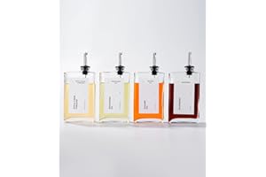 APT 1101 Olive Oil Dispenser for Kitchen, Cooking Oil Dispenser, Oil and Vinegar Dispenser Set, Olive Oil Bottle, Soy sauce dispenser, coffee syrup bottles - 4 pcs, Silver