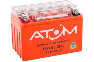 ATX9-BS - Atom Gel Motorcycle Battery Factory Sealed 12V 9Ah