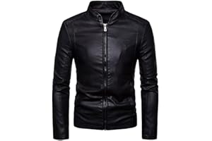 RIOU HOMBRE Chaqueta Invierno Hombre Motocicleta de Cuero Bolsillo con Cremallera Chaqueta Manga Larga Gran tamaño Abrigo Casual Capa Jacket Parka Pullover riou