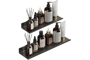 Biutimarden Shower Caddy 2 Pack Self Adhesive with Drainage Hole Stainless Steel Bathroom Shelf Rustproof No Drilling Bathroom Storage Wall Mounted Shower Shelves(30CM & 40CM,Black)