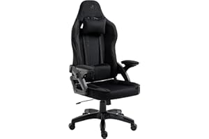 KRAKEN CHAIRS Silla de Juegos Gaming Silla de Escritorio Altura Regulable Giratoria Sillón ergonómica Reposabrazos Ajustable Cojín Lumbar Negro