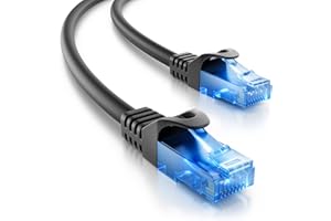 deleyCON 2m Kabel Sieciowy CAT.6 Ethernet Gigabit LAN RJ45 CAT6 Kabel Krosowy Kompatybilny z CAT.5 CAT.5e CAT.6a Cat.7 - Czarny