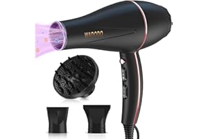 WADODO Ionic Hair Dryer, 2200W Professional Blow Dryer Fast Drying Travel Hair Dryer with Diffuser, AC Motor Constant Temperature Low Noise Ion Hair Dryers Curly Hairdryer Blowdryer for Women Men