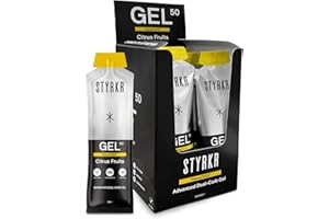 GEL50 Energy Gels by Styrkr - 50g of Carbs - Pack of 12 Citrus Flavoured Energy Gels for Cycling & Running - Approved by Endurance Athletes - Advanced Dual-Carb Formulation - GEL50 Citrus 12x Pack