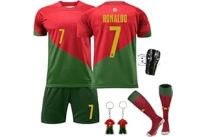 Ronronner Fußballtrikot für Kinder,Fußballtrikot,Kurzarmtrikot Shorts Set,Fussball Jersey Football Trikots,Nr.7 Red Jersey Fußballtrikot mit Socken für Erwachsene und Kinder