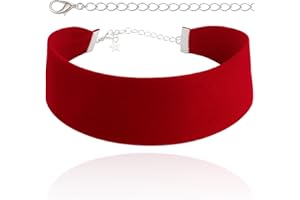 STACKABLE CREATIONS Wide Thick Black Velvet Choker Necklace for Women, Girls, Kids | Plain Gothic Collar Jewelry | Valentines Day, Halloween Maleficent Simple Ribbon Victorian Cameo Choker