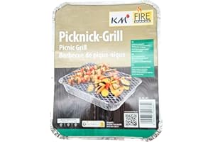 KM Firemaker Disposable Barbecue - Pack of 12 - With 450 g Charcoal & Lighting Paper - Ready to Start for Picnics, Camping & BBQ Party - Instant Picnic Grill Item 365 (12)