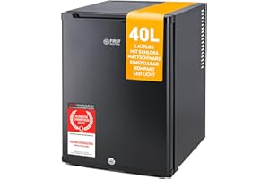 ‎TZS FIRST AUSTRIA TZS First Austria - Mini Kühlschrank 40L lautlos & abschließbar - Kleiner Minikühlschrank, wechselbarer Türanschlag & Innenbeleuchtung - Minibar für Camping, Büro, Schlafzimmer & Hotel - Mattschwarz