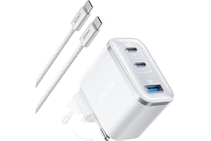 Anker Nano Cargador, Adaptador de Pared de 3 Puertos con Salida de 70 W, Compacto y Elegante, para iPhone 17/17 Pro MAX 16/15/14 iPhone Air, MacBook Air, iPad, Pixel, Galaxy y Más