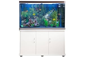 MONSTER SHOP Acquario 300 Litri Acquario con Filtro a Cascata con Mobile Incluso - Armadietto Bianco e Kit con Ghiaia Blu