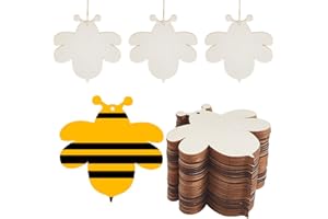 craspire 30 Stück Holz Bastelset Bienen Blanke Holzstücke Unbehandelte Holzausschnitt Ornamente Mit Schnur Etiketten Anhänger Kunsthandwerk Für Heimhandwerk Hängedekoration Für Hochzeiten Geburtstage