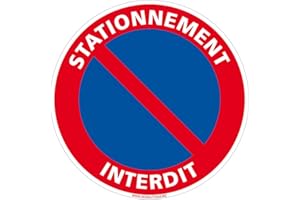 Panneau d’interdiction Stationnement Interdit - Interdiction de stationner - Panneau de sécurité rigide et rond - Diamètre 170 mm - Plastique PVC de 1 mm