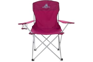 OUTDOOR WORLD BE ACTIVE Outdoor World Folding Camping Chairs, Compact Portable Garden Seat, Durable Steel Lightweight Design 2.35kg each with Cup Holder & Carry Bag, Ideal for Beach, Fishing, BBQs, Leisure (Berry)