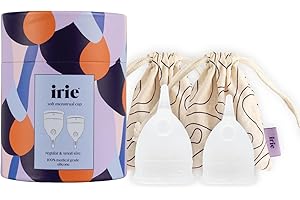 irie - 2 Copas Menstrual Suaves, Cómodas, Reutilizables de 100% Silicona grado Médico con bolsa (Transparente)