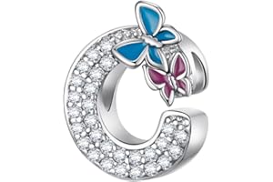 LONGLUCK Perles de charme Alphabet A-Z en argent sterling S925 pour bracelet Pandora pour femme, cadeau de bijoux pour femme.