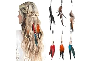 UZEXYO 6 PCS Boho Feather Hair Clips, Boho Hair Extensions DIY Accessories Hippie Hairpin Headdress for Women