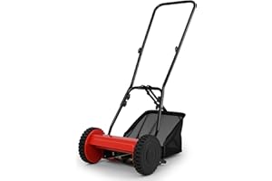 COSTWAY Cylinderklippare, handgräsklippare, 30 cm klippbredd, 18,5 liters gräsuppsamlare, klipphöjd justerbar i 4 lägen: 15-40 mm, handgräsklippare med 5 knivar för gräsmattevård, lätt och manövrerbar