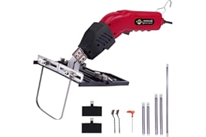 Komsepor 200W Taglierina Elettrica a Caldo per Schiuma con 5 Lame al Nichel-Cromo 0-600℃ 220-240V con Sistema di Raffreddamento per Polistirolo (Raffreddamento ad Aria Rosso 200W+Slot)