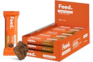 FEED. SMARTFOOD Barres protéinées Feed. Double caramel | 13g protéines, 0 sucre ajouté | Made in France, vegan & sans gluten | 15x55g