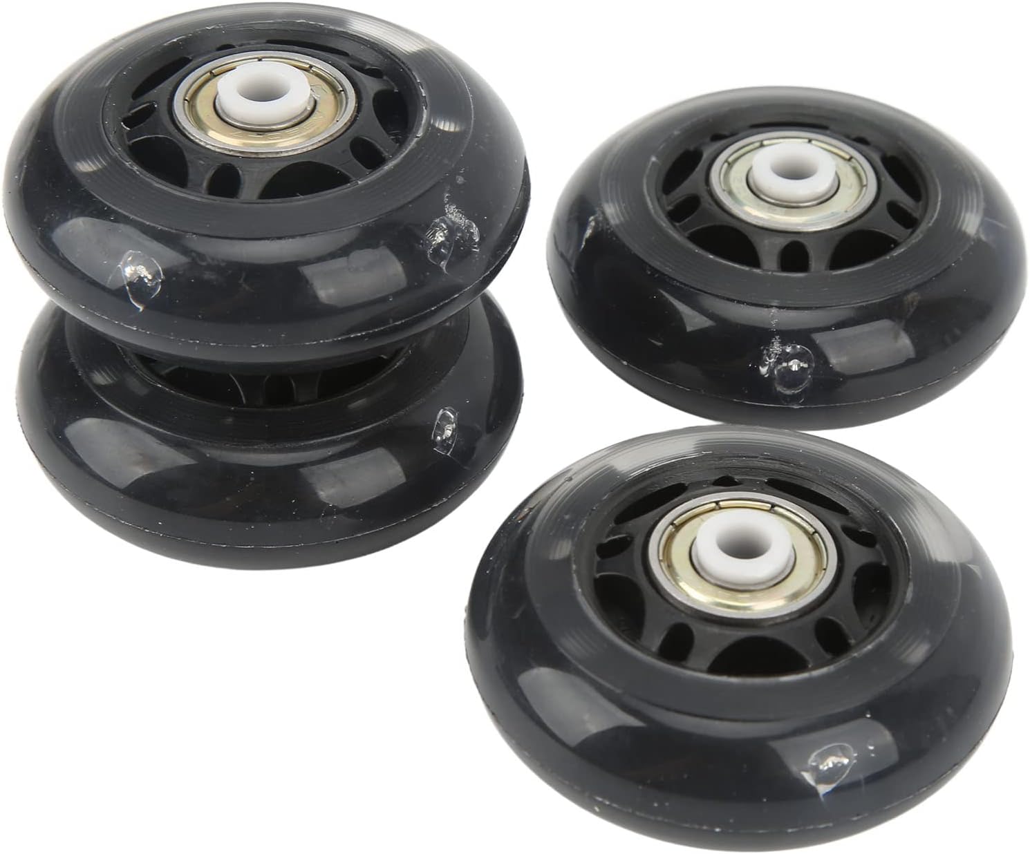 Wakects Ruedas para Patines, Paquete de 4 Ruedas de Goma PU de 63 Mm con Luces LED para Patinaje Nocturno, Agarre Fuerte, Absorción de Impactos, Ultra Silenciosas, Aptas para Patines en