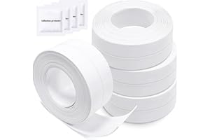 Senbaler 4 Rolls Bath Sealant Strip, Waterproof Bathroom Sealant Tape, Self Adhesive Caulk Strip for Kitchen Sink, Toilet, Wall Corner, Bathtub (White)