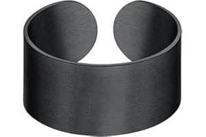 Suplight - Anello donna regalabile Aperto in acciaio inossidabile placcato oro 18K/nero anello donna grande 5mm, 10mm, 17mm larghezza gioielli donna ragazza hip hop confezione regalo