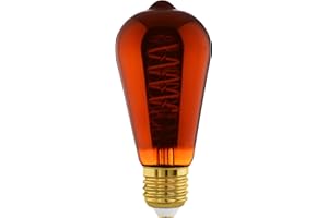 EGLO E27 LED ściemnialna, spiralna Żarówka vintage, miedziana w stylu retro, 4 Watt, 30 Lumen, ciepła biel, 2000k, Żarówka Edisona ST64, Ø 6,4 cm