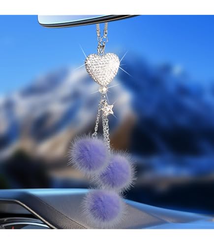 Bling Butterfly Car Mirror Charm - Crystal Rhinestone Hanging Pendant For Rear View Mirror (Purple) - View #9