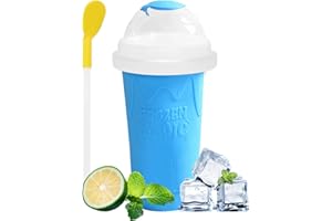 HORUILI Große Kapazität Slushy Cup, Tragbarer Smoothie Pinch Cup, Gefrorener Quetschbecher, mit Strohhalm und Löffel, Für Hausgemachte Milchshake-Smoothie-Trinkbecher im Sommer (Blau)