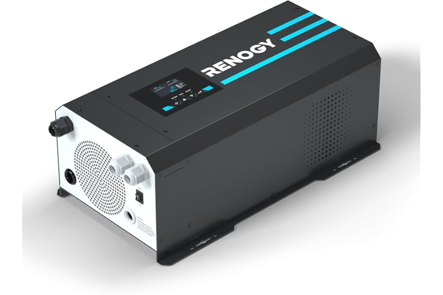 Renogy 2000W Pure Sine Wave Inverter Charger with LCD Display and Remote Control, 6000W Peak, 12V 230V Power and Charge, for Off-grid, RV, Truck, Boat, Camping, and Home