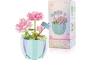 Darryy Blumenstrauß Baustein mit Exquisiten Verpackungsboxen, Blumen Bausteine Set, Home Deko, Zimmerdeko, Geschenk für Frauen und Männer, Botanik-Kollektion (Lotus)